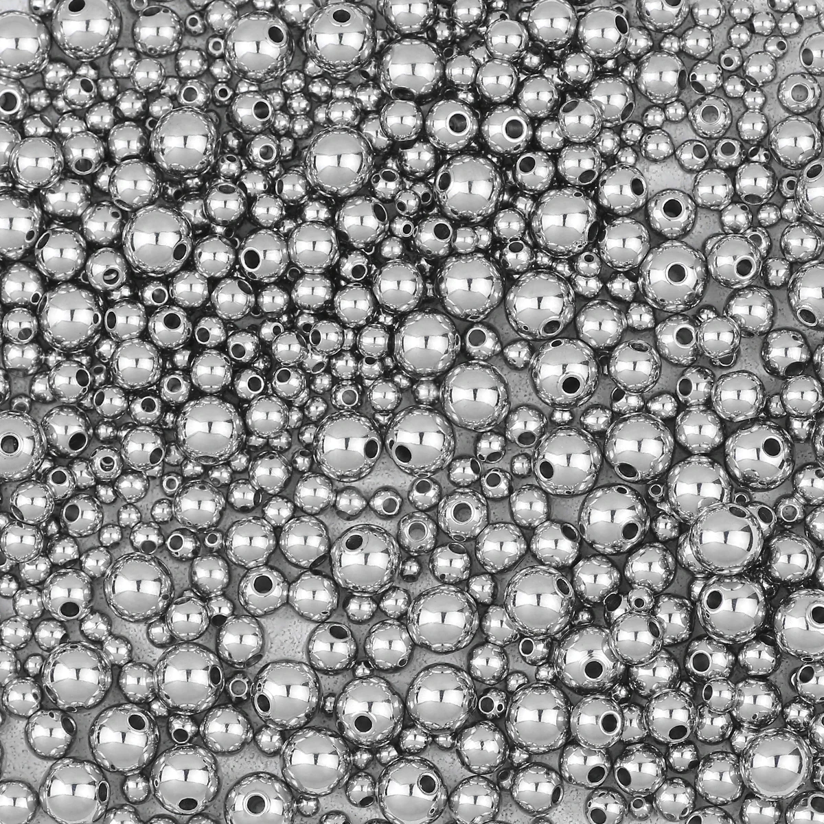 

30-200pcs/lot Stainless Steel Beads Metal Ball Beads Loose Spacer Beads For DIY Jewelry Making Bracelets Necklace Components