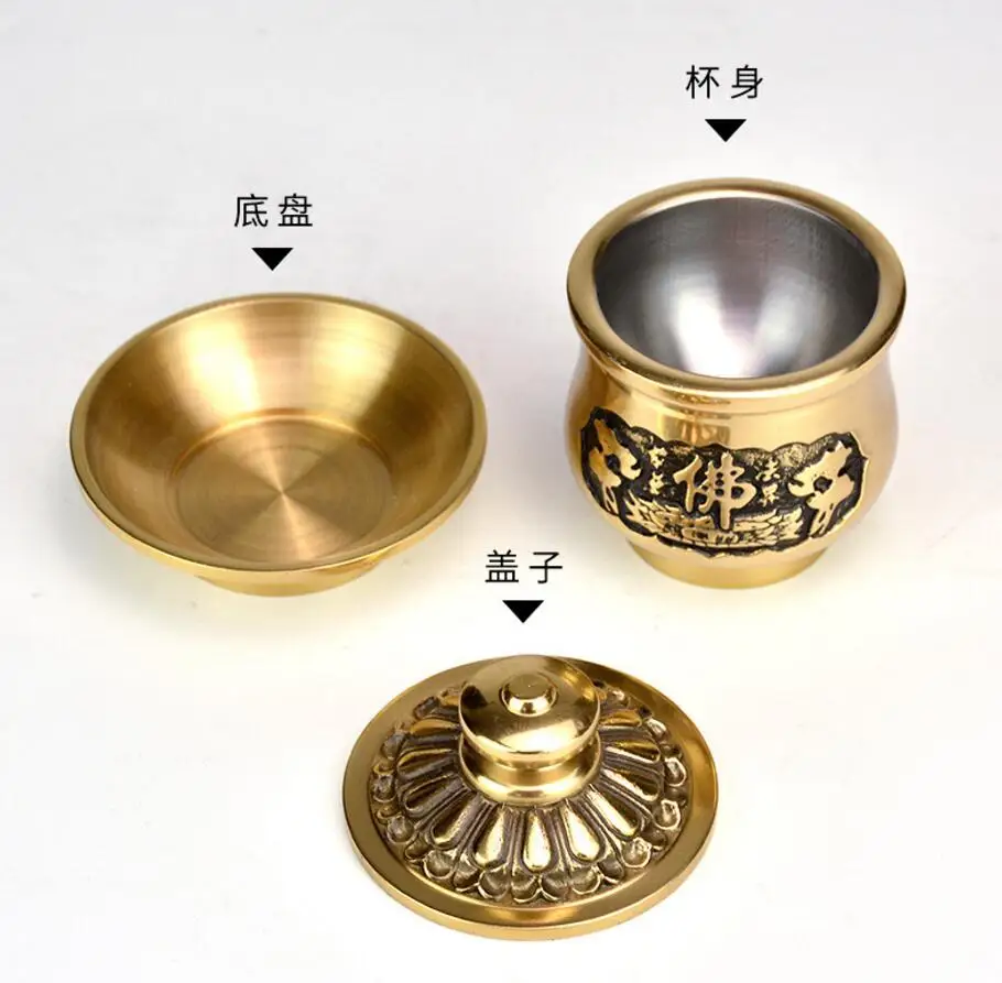 

Copper Statue Pure copper Buddha word holy water cup water cup