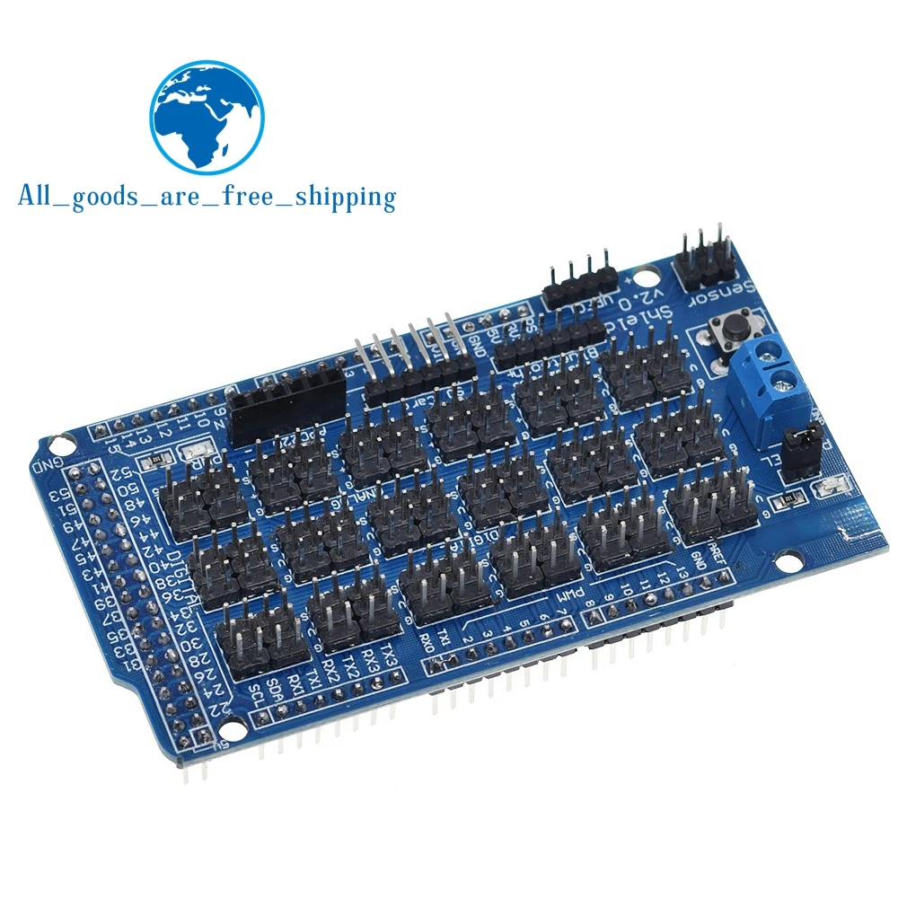 For Arduino TZT MEGA Sensor Shield V1.0 V2.0 Expansion Development Board MEGA 2560 Sup IIC Bluetooth SD Robot Parts DIY