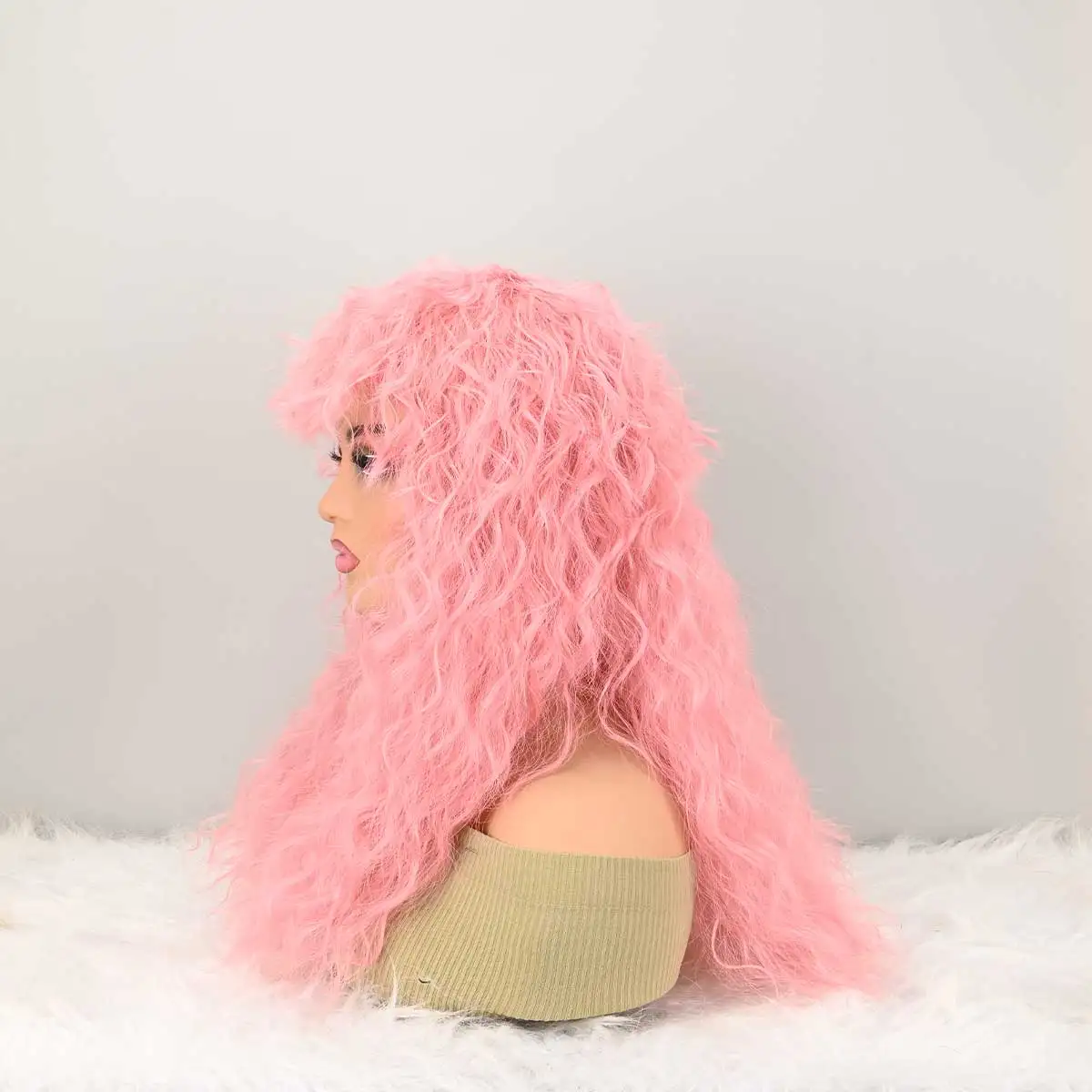 80s Wigs for Wavy Mullet Wigs for Heavy Metal Rocker Wig Halloween Costume Party Synthetic Wig