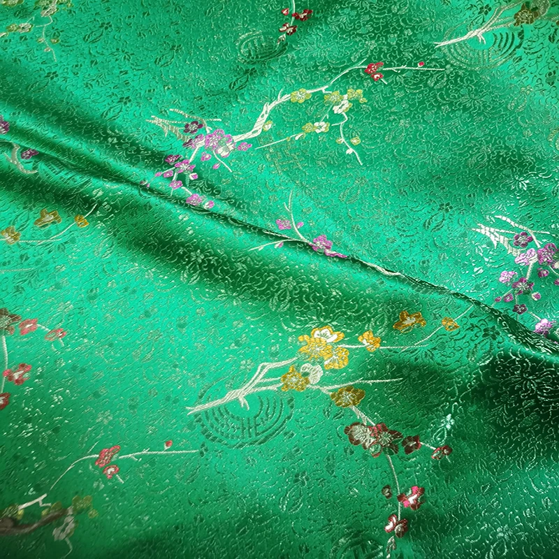 75x50cm Green Plum style damask silk satin brocade jacquard fabric costume upholstery furniture curtain clothing material