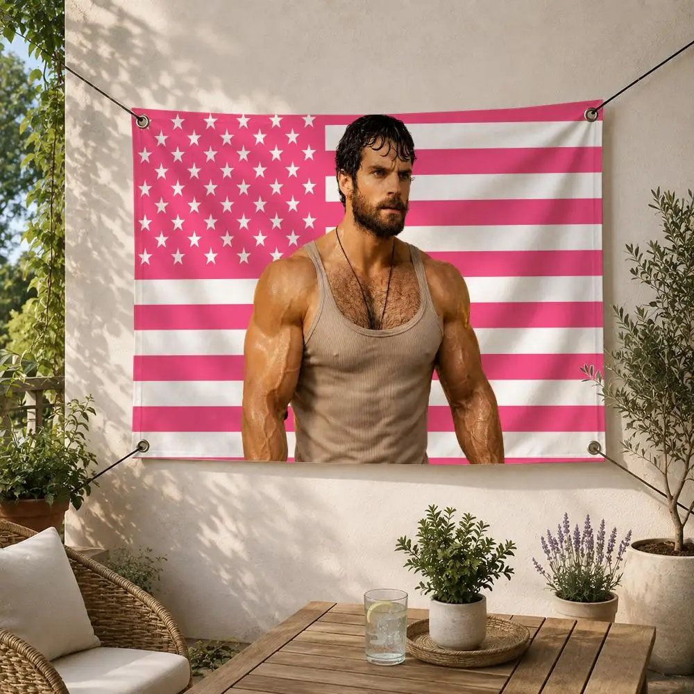 Actor H-Henry Cavill Flags Decorative Flag Banner for Outdoor Garden Yard Camping Party Home Wall Hanging Decor