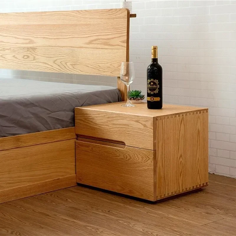 Noz preta toda a mesa de cabeceira de madeira maciça moderno simples pequeno apartamento armário de madeira de cerejeira armário lateral de carvalho branco