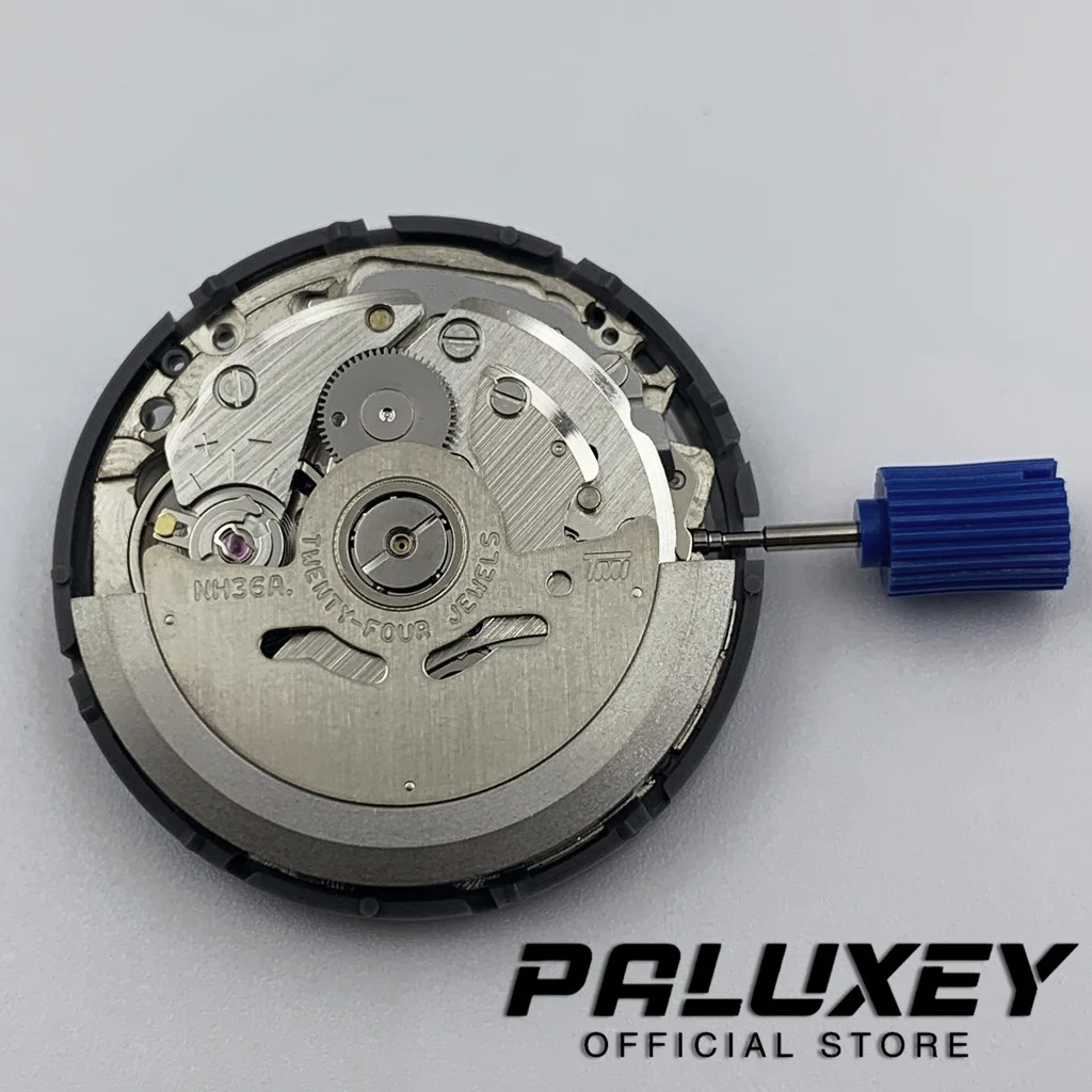 Juego de vástago de piezas de reloj NH36, 24 joyas, movimiento automático, día-fecha blanco, corona 3:00 a 3,0/3,8 en punto, NH36