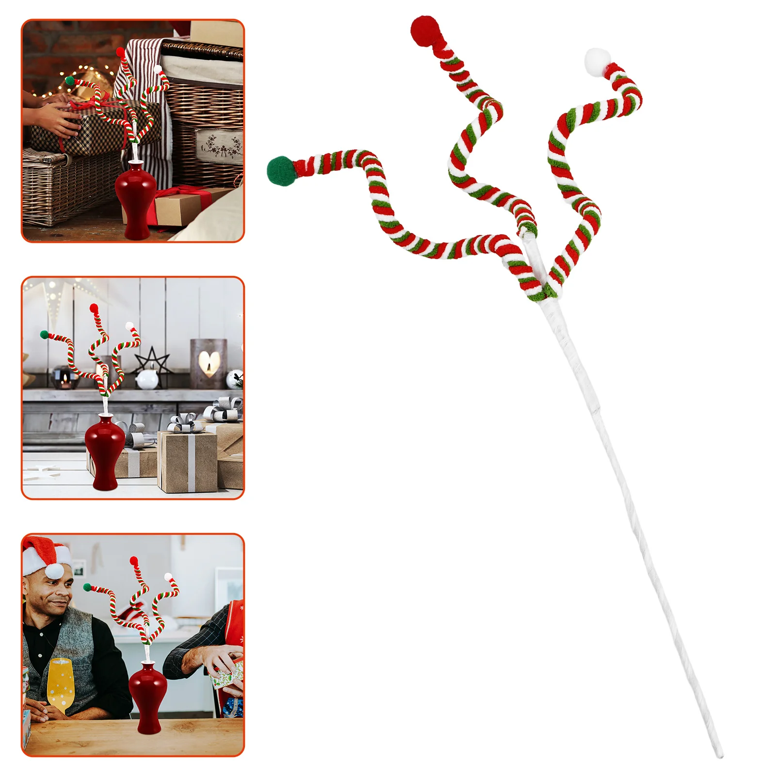 

Woolen Bells Curly Pick Candy Shape Christmas Tree Topper Xmas Decorations Holiday Centerpieces Reusable Longlasting