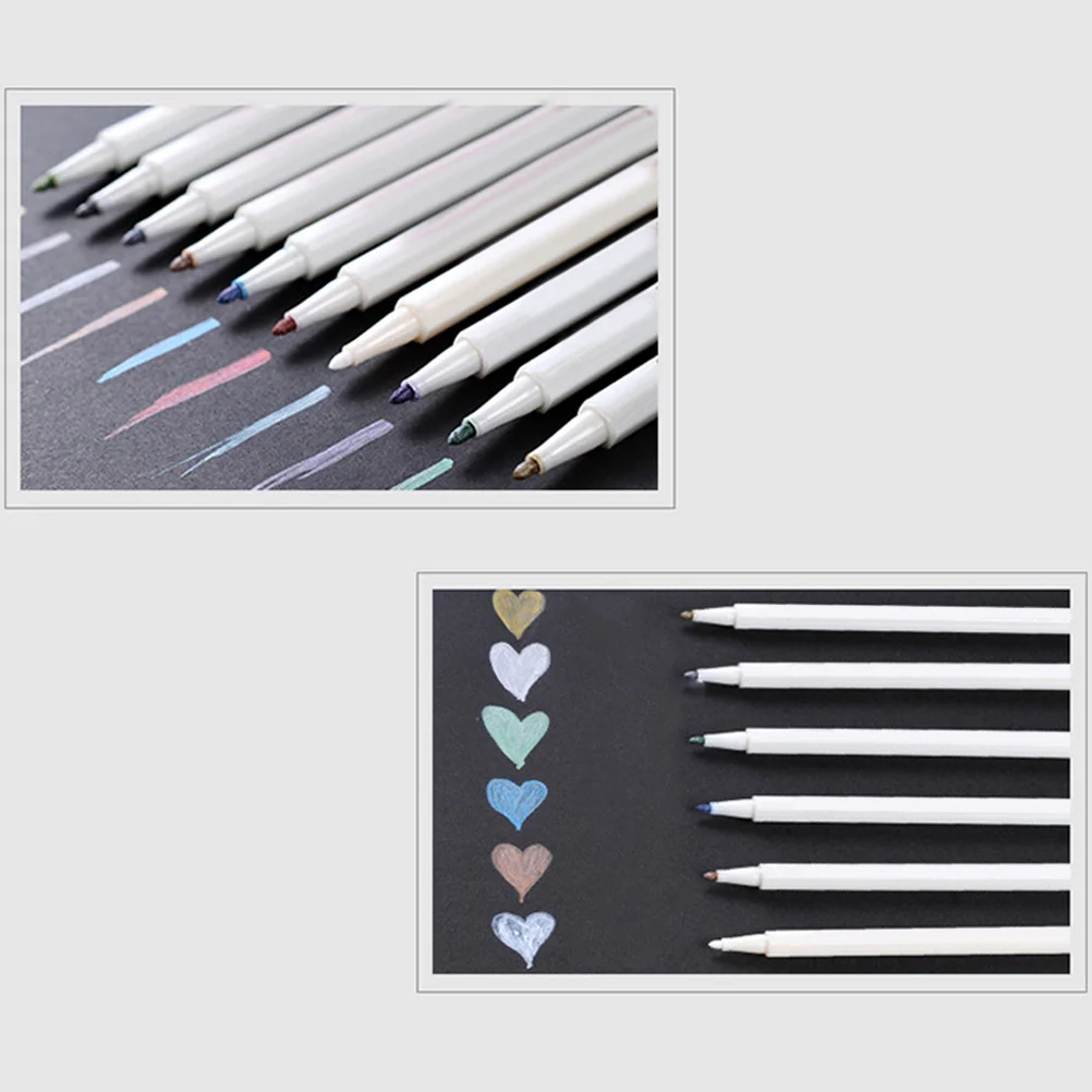 

5Pcs Metallic Pen Water Based Fiber Tip Markers Quick Dry No Smudge for Scrapbooking Coloring Sketching Drawing