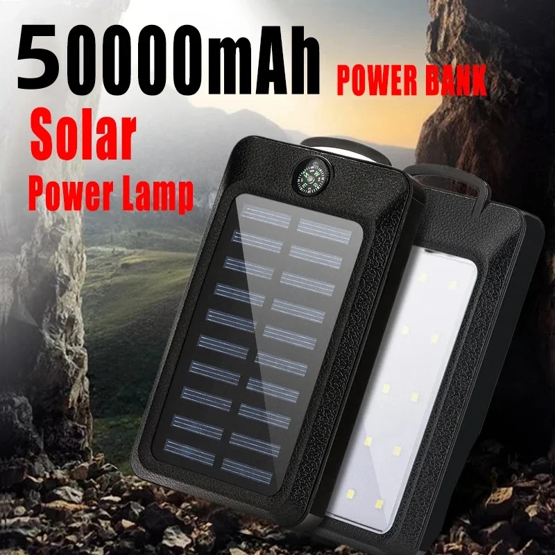 

New 20000mAh Large Capacity Portable Solar Power Bank with LED Flashlight and Compass, Perfect Gift, for iPhone, Xiaomi, Samsung