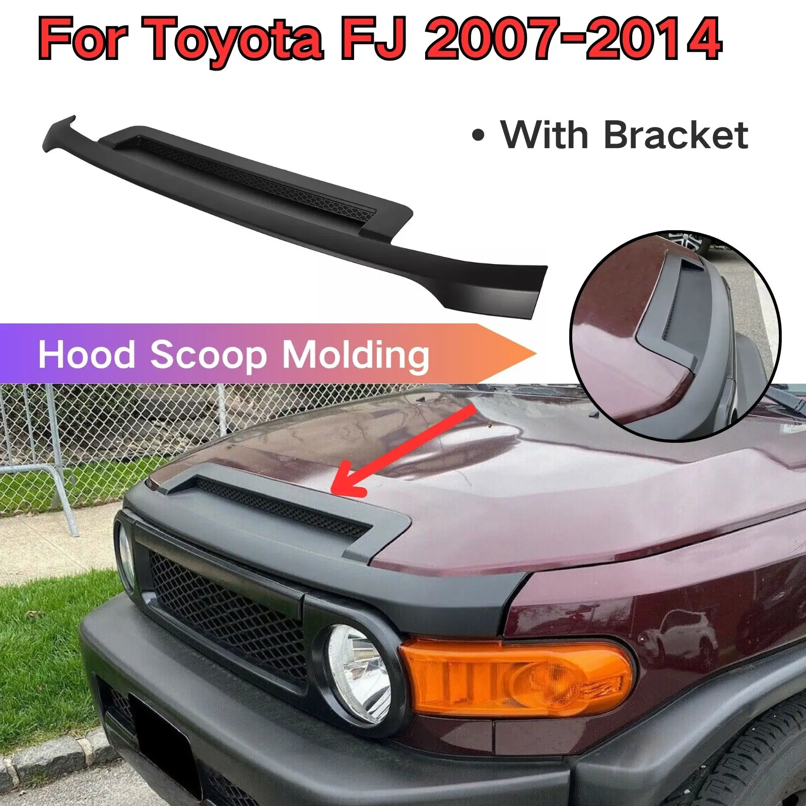 

Для Toyota FJ Cruiser 2007-2014, крышка капюшона, молдинг, выпуск, отделка, матовые черные автомобильные аксессуары, защитный декоративный Комплект кузова