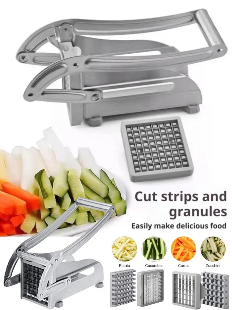 

Compact Manual French Fries Maker Stainless Steel Potato & Cucumber Slicer With Stable Vacuum Base Easy Clean Home Cooking Tool