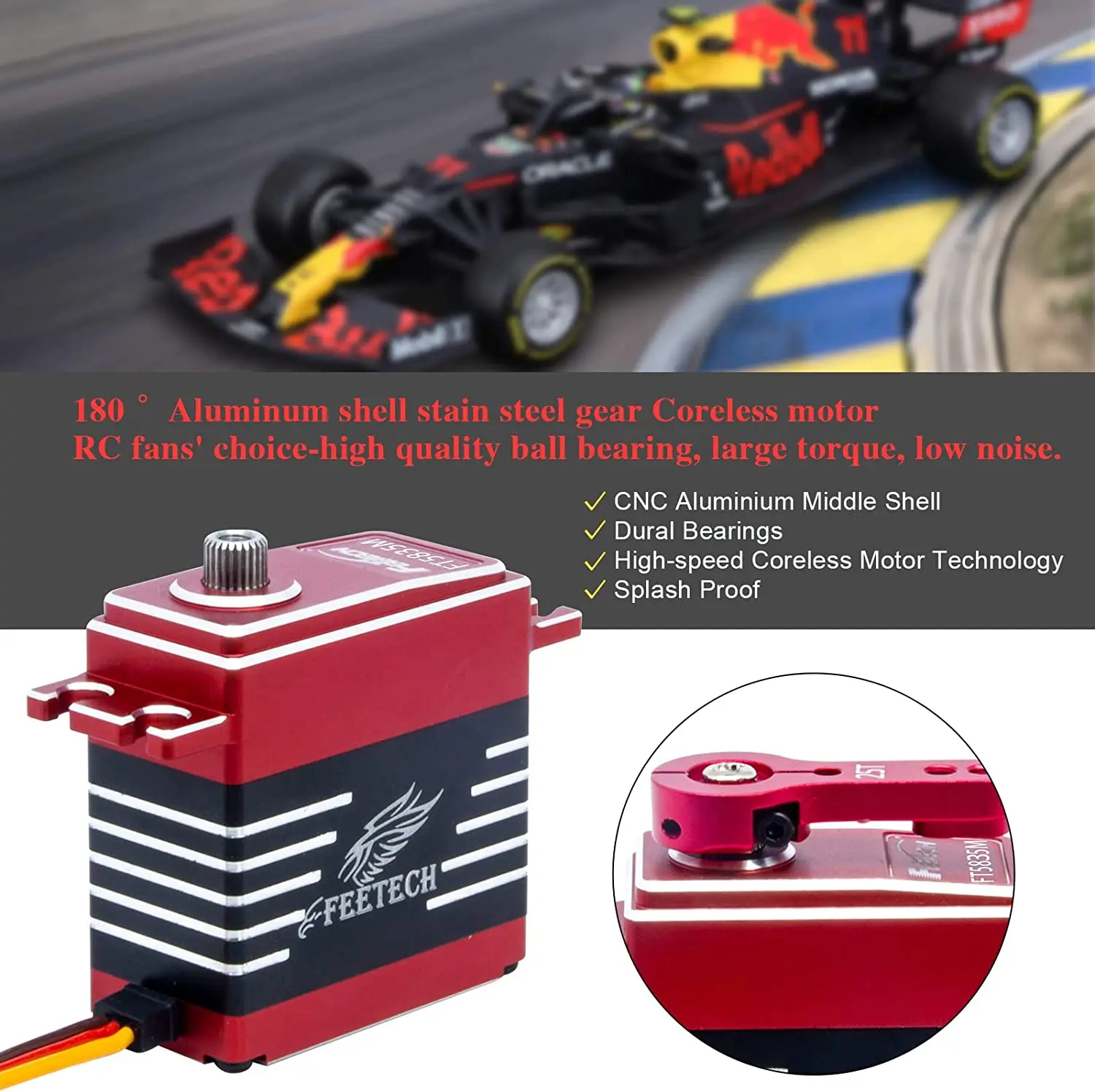 Feetech FT5835M 7.4V 35KG Waterproof PWM Core Motor High Performance Servo for 1/5 Rovan,Baja RC Buggiy Truck