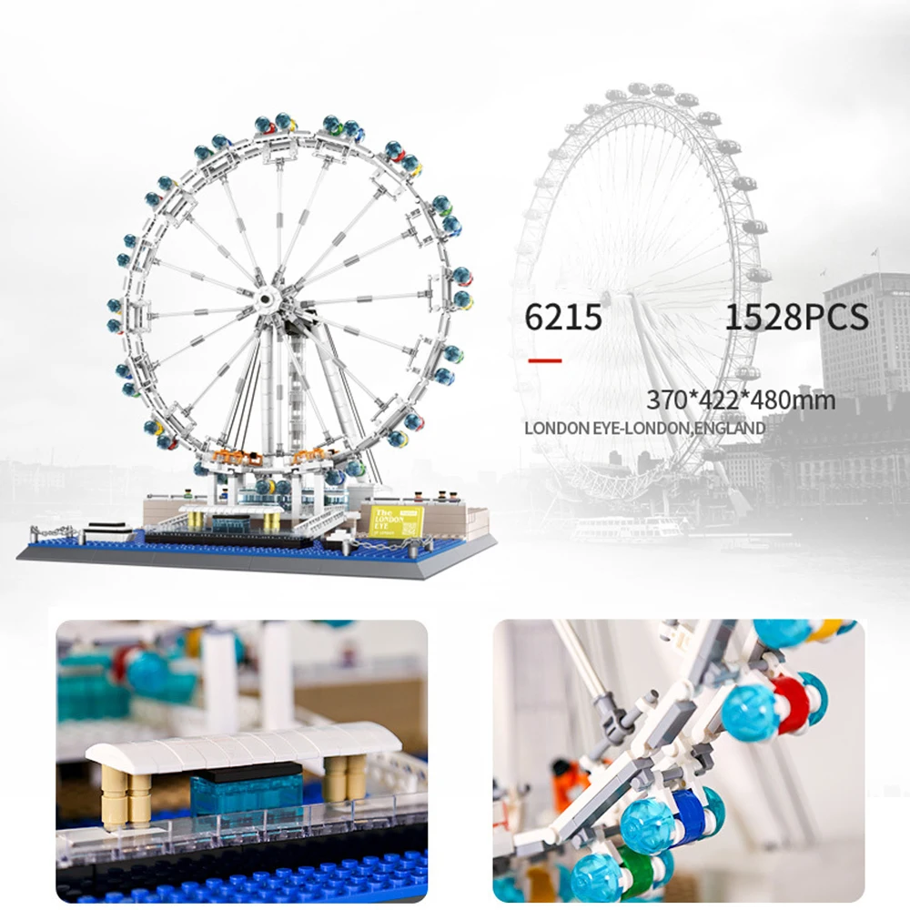 Creatieve Stad Moderne Architectuur Engeland London Eye Bouwsteen Reuzenrad Model Bouwstenen Speelgoed Collectie