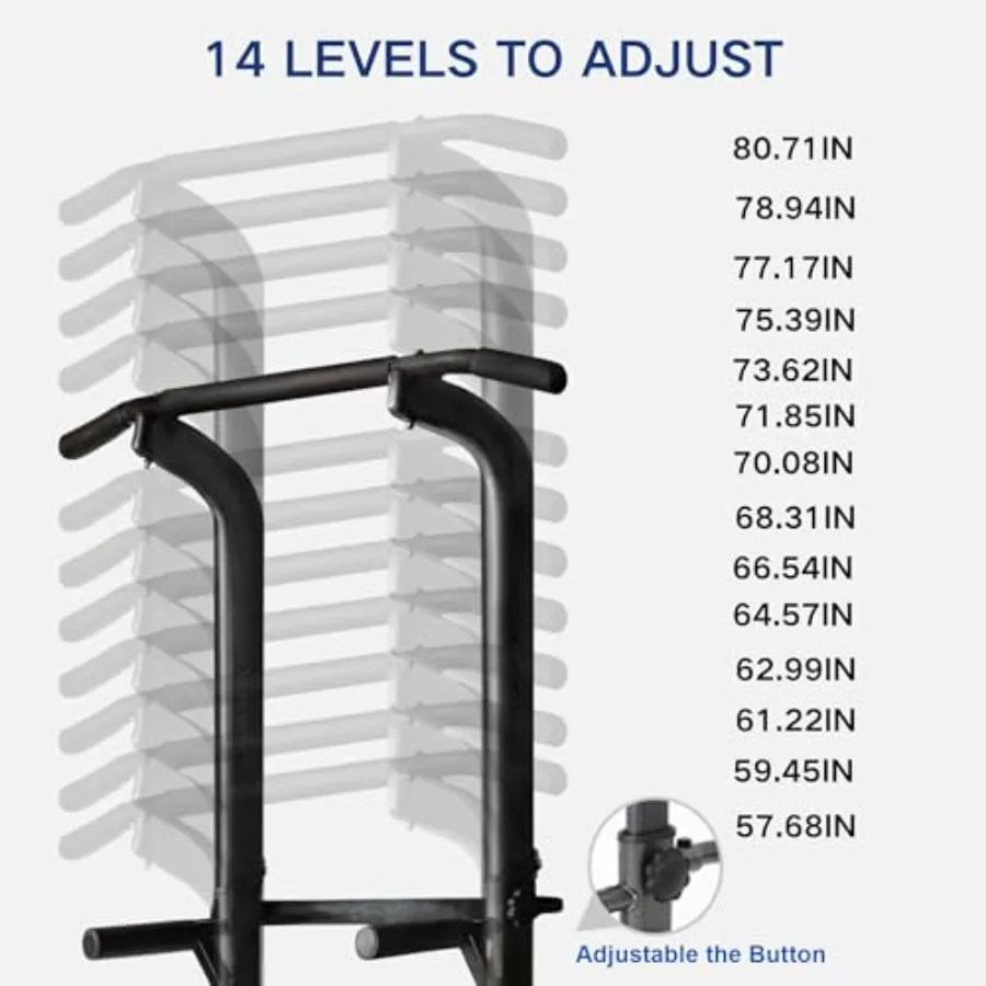 Home gym dip station with steel frame black finish 3D backrest support and adjustable height for versatile strength training