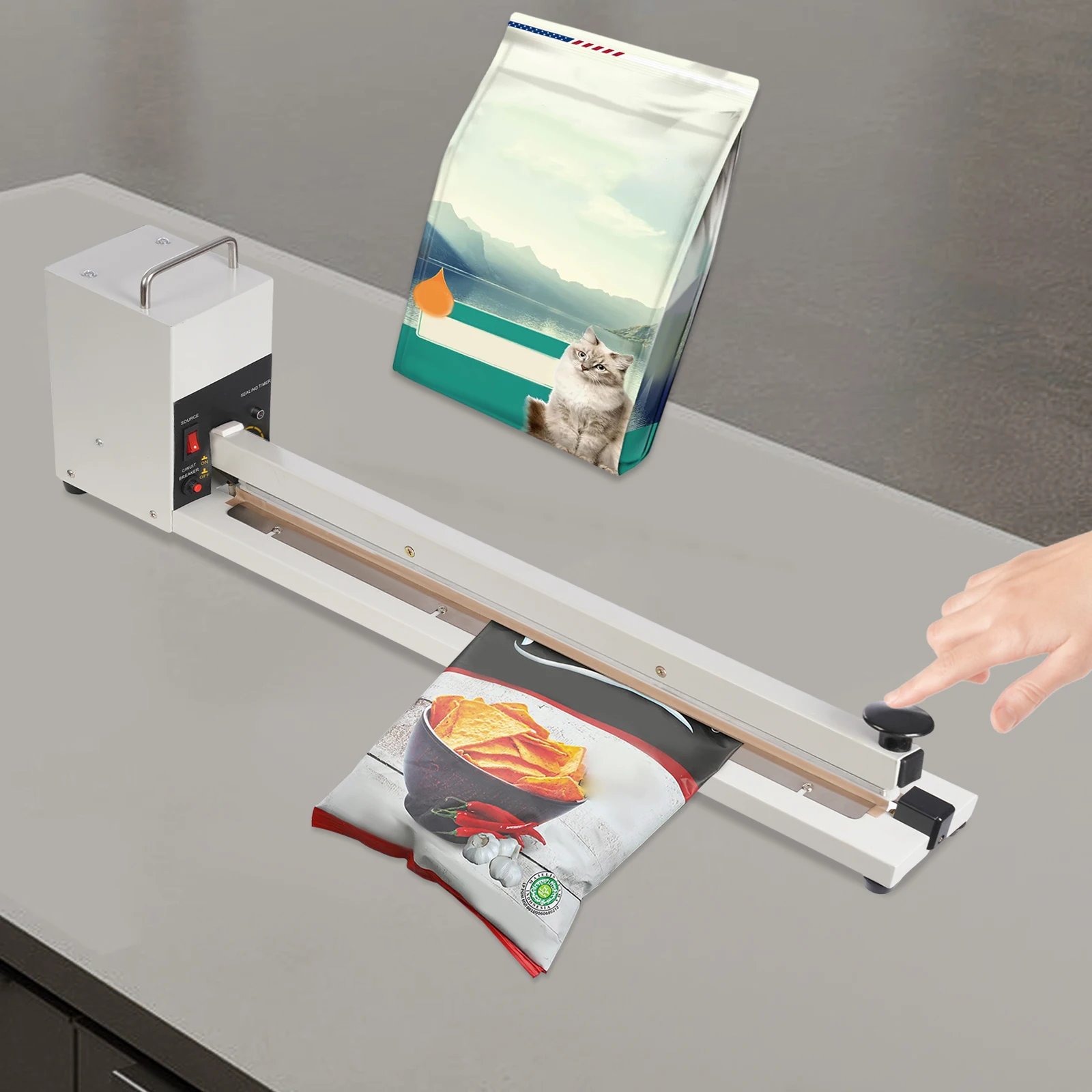 

Heat Sealer Machine 23 Inch Manual Impulse Sealing, Poly Plastic Bag 1-3 S Fast Heating, Hand Impulse for PE PP Kraft Paper Bags