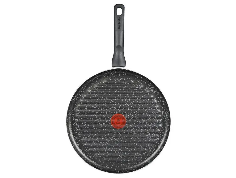 Frigideira Grill Antiaderente Rochedo de Alumínio Chapa Ondulada Stone Pro Preto e Cinza 30cm