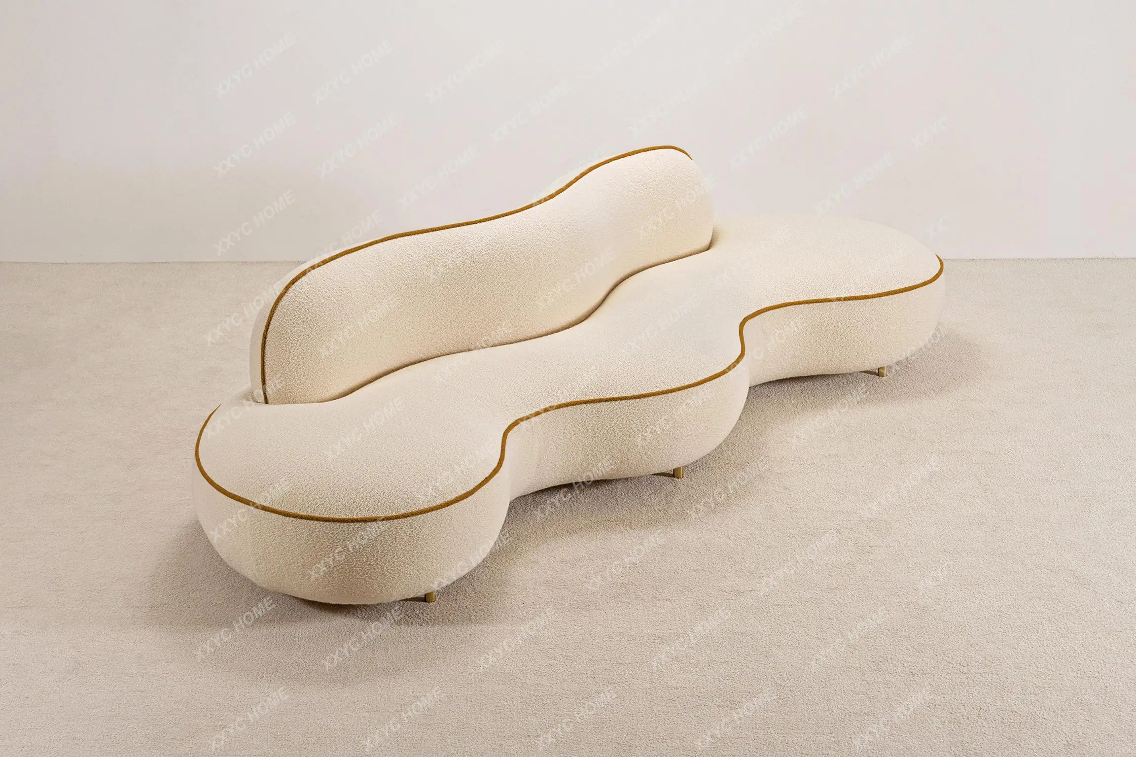 AADesign Nordic Lamb Wool Curved Sofa Cream Style Clothing Store Beauty Salon Wedding Shop Reception Wave Special Shape
