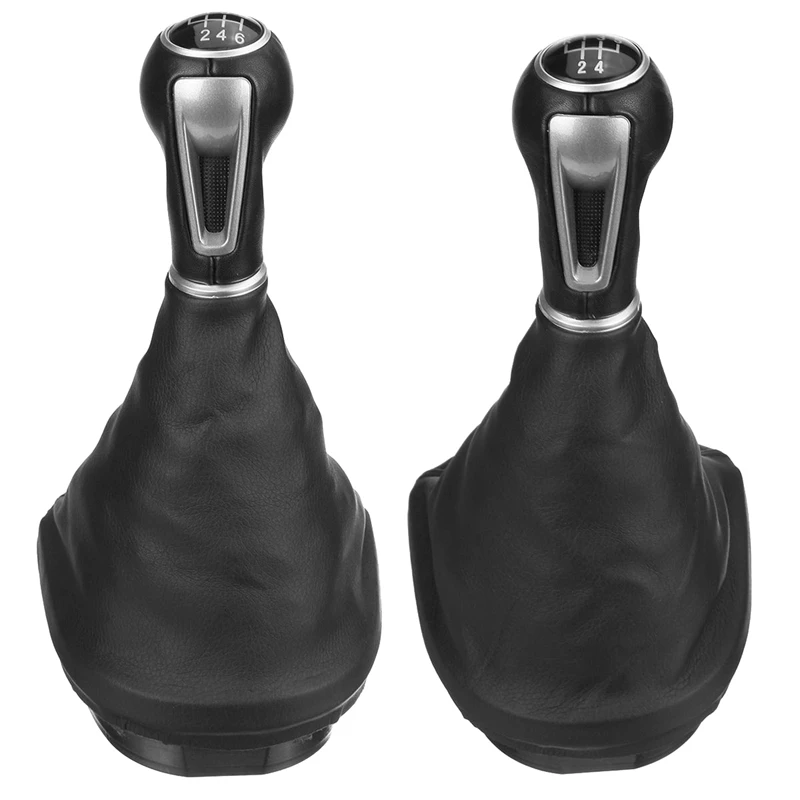 2X 5 Speed Car Leather Gear Shift Knob Frame Gear Lever Dust Boot Cover For Seat Leon II/Toledo III Altea XL