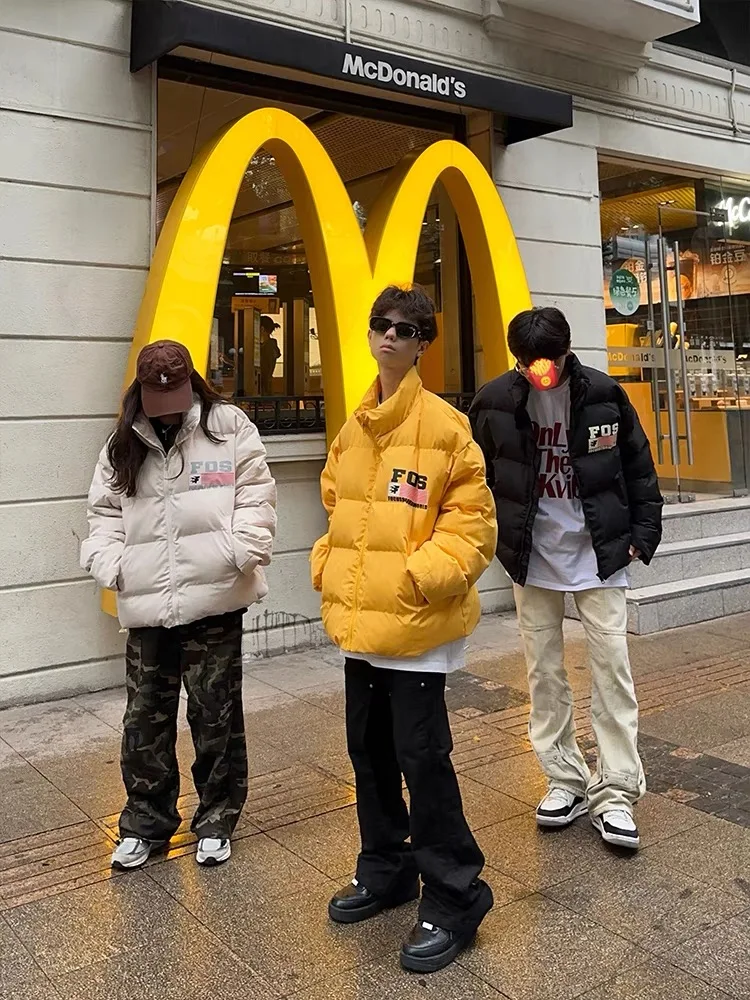 Thiened Cotton Jaet Bandiera americana Stampa ex Autunno Inverno Cappotto di pane abbinato casual per coppie Gioventù Faion Calore