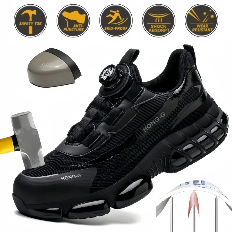 Chaussures de travail en acier anti-écrasement pour hommes, baskets de protection, construction à distance, sécurité industrielle, perforation, vert, Parker