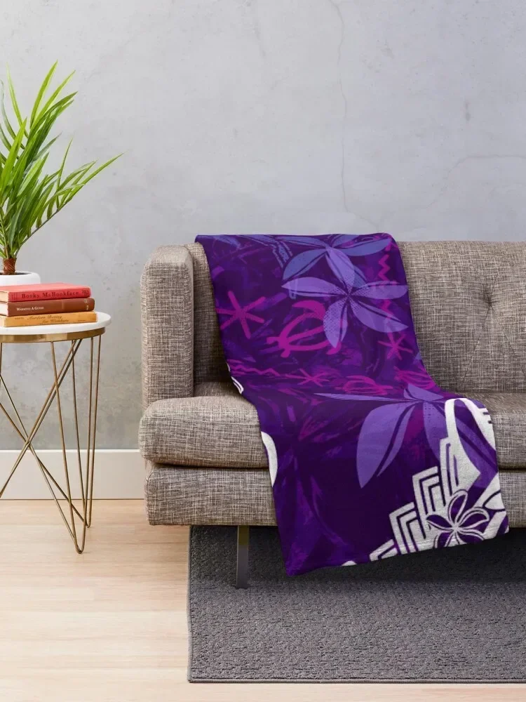 Polynesian Purple Rain Jungle Tribal Threads Throw Blanket sofa bed blankets and throws Blankets