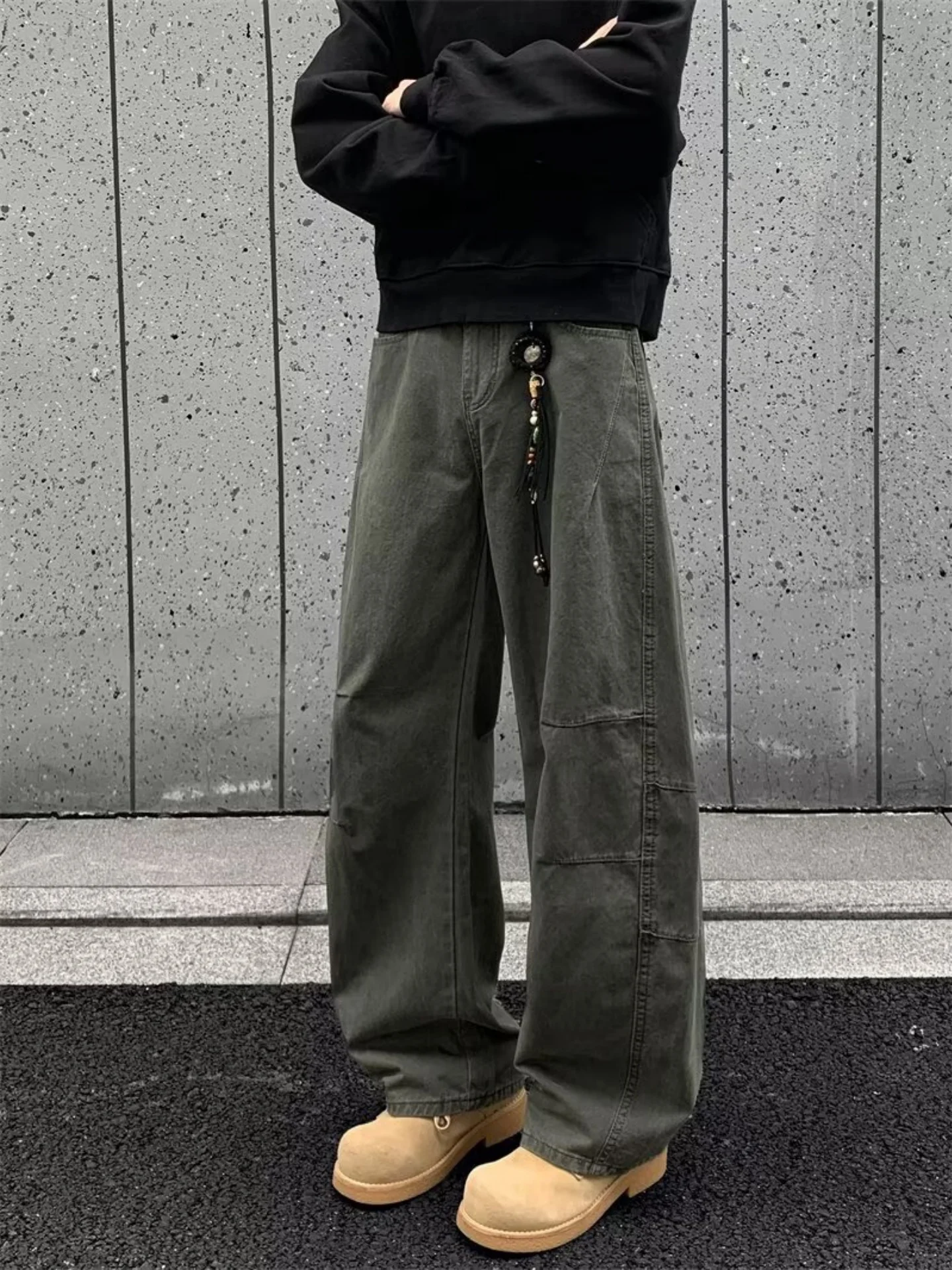 Military Green Tactical Pants Men's Casual Style Waist 32 Inches Knife Shape Workwear Trousers Three Dimensional Tailoring