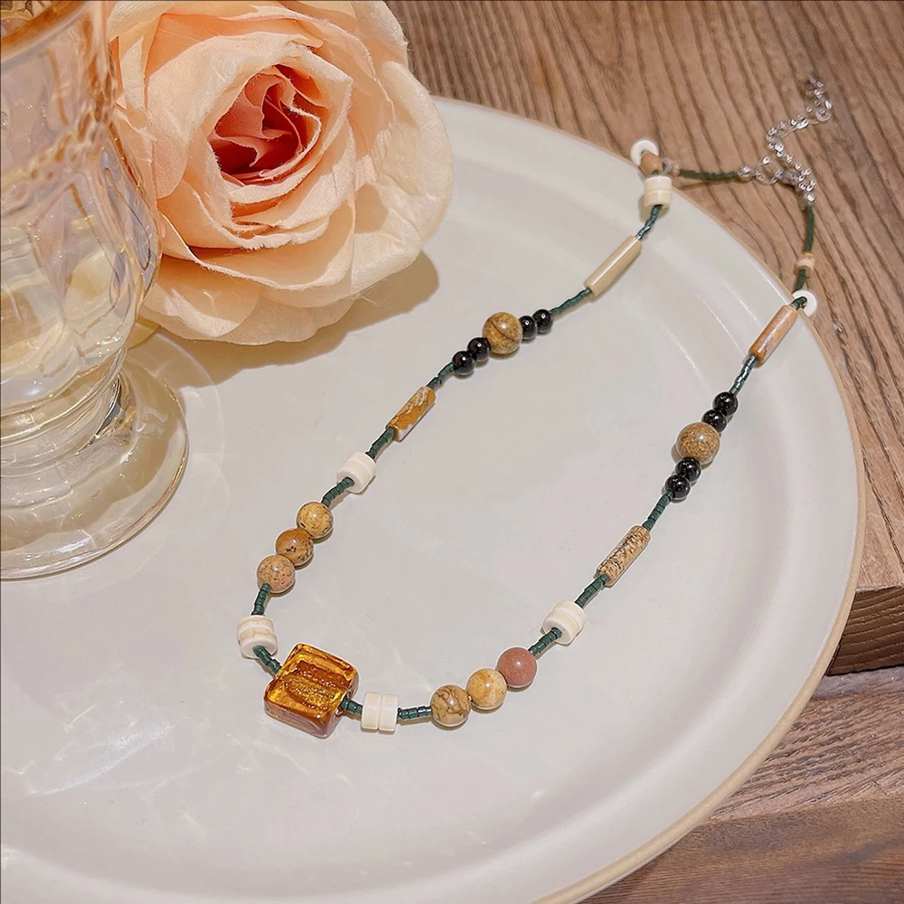 متعدد الألوان مطرز قلادة لا تتلاشى الإناث النمط الوطني الدوبامين متداخلة الترقوة سلسلة المتخصصة المختنق