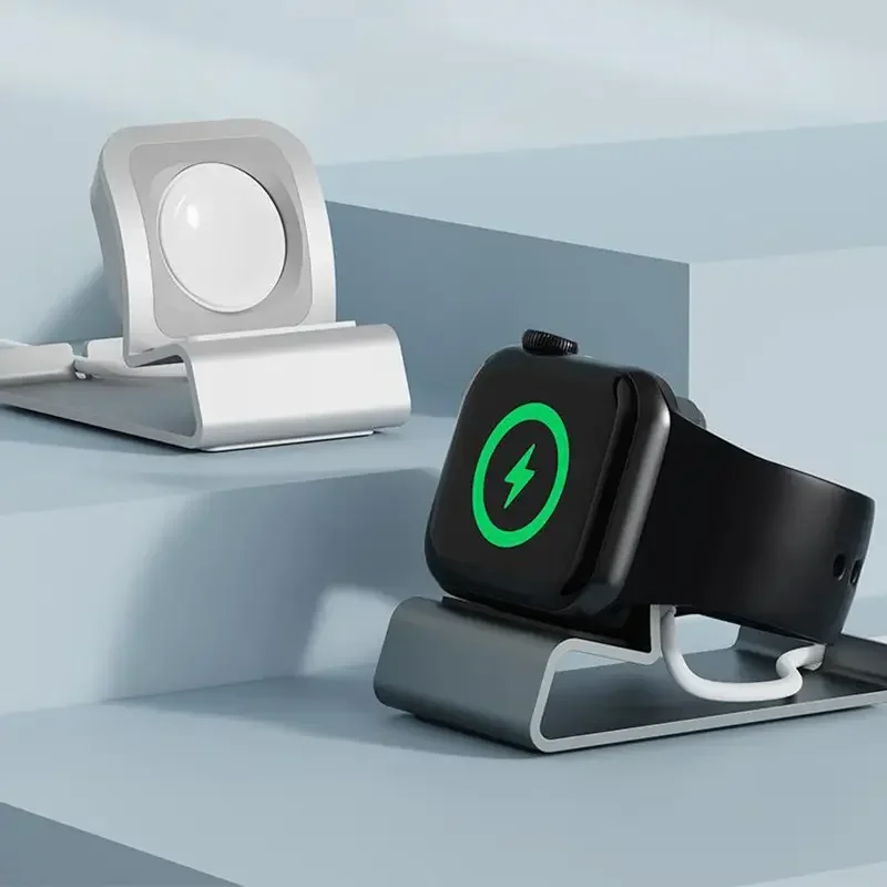 حامل شاحن ألومنيوم لساعة أبل قاعدة شحن حامل لساعة iWatch Ultra 1 2/10/9/SE/8/7/6/5/4/3/2/1 دعامة من السيليكون