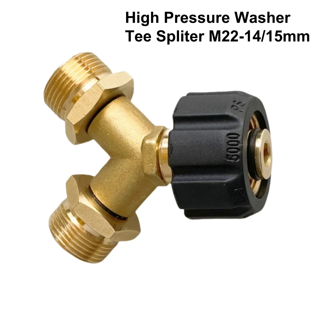 Tee Spliter 1 To 2 Seperator Adaptor For High Pressure Wash With M22 14/15MM Water Outlet