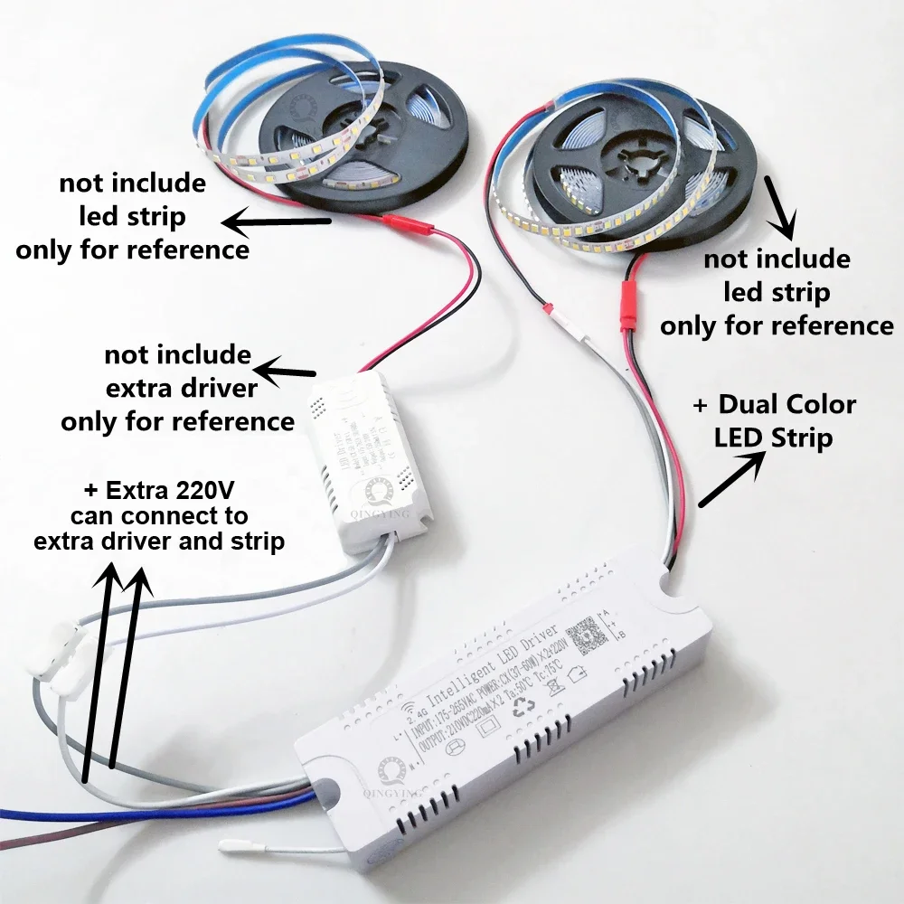 1pcs 2.4G Intelligent LED Driver +220V RF Remote & APP Control 220mA Dimming Lighting Transformer 25-40W 37-50W 37-60W X2 X4 X6