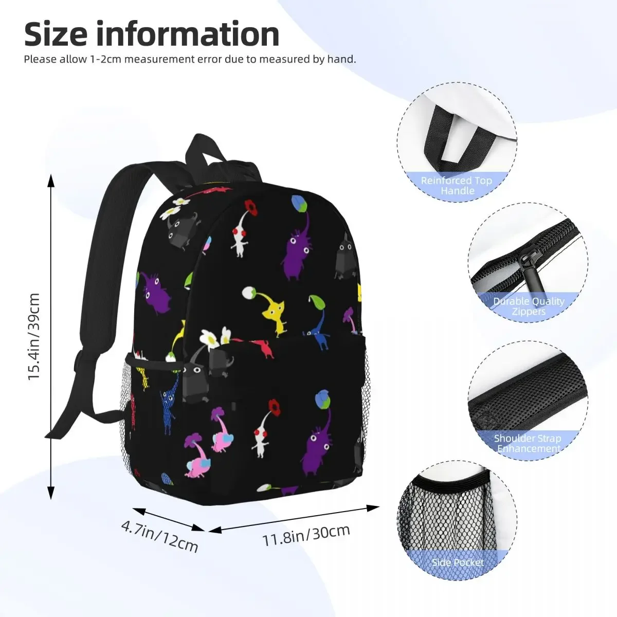 Pikmin Backpacks Boys Girls Bookbag Fashion Students School Bags Travel Rucksack Shoulder Bag Large Capacity