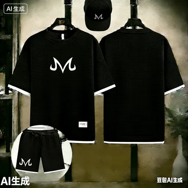 

Men One Piece Trafalgar Law Death Surgeon Print 2 Piece Outfit Waffle Knit T-shirt + Shorts Set Anime Manga Streetwear Tracksuit