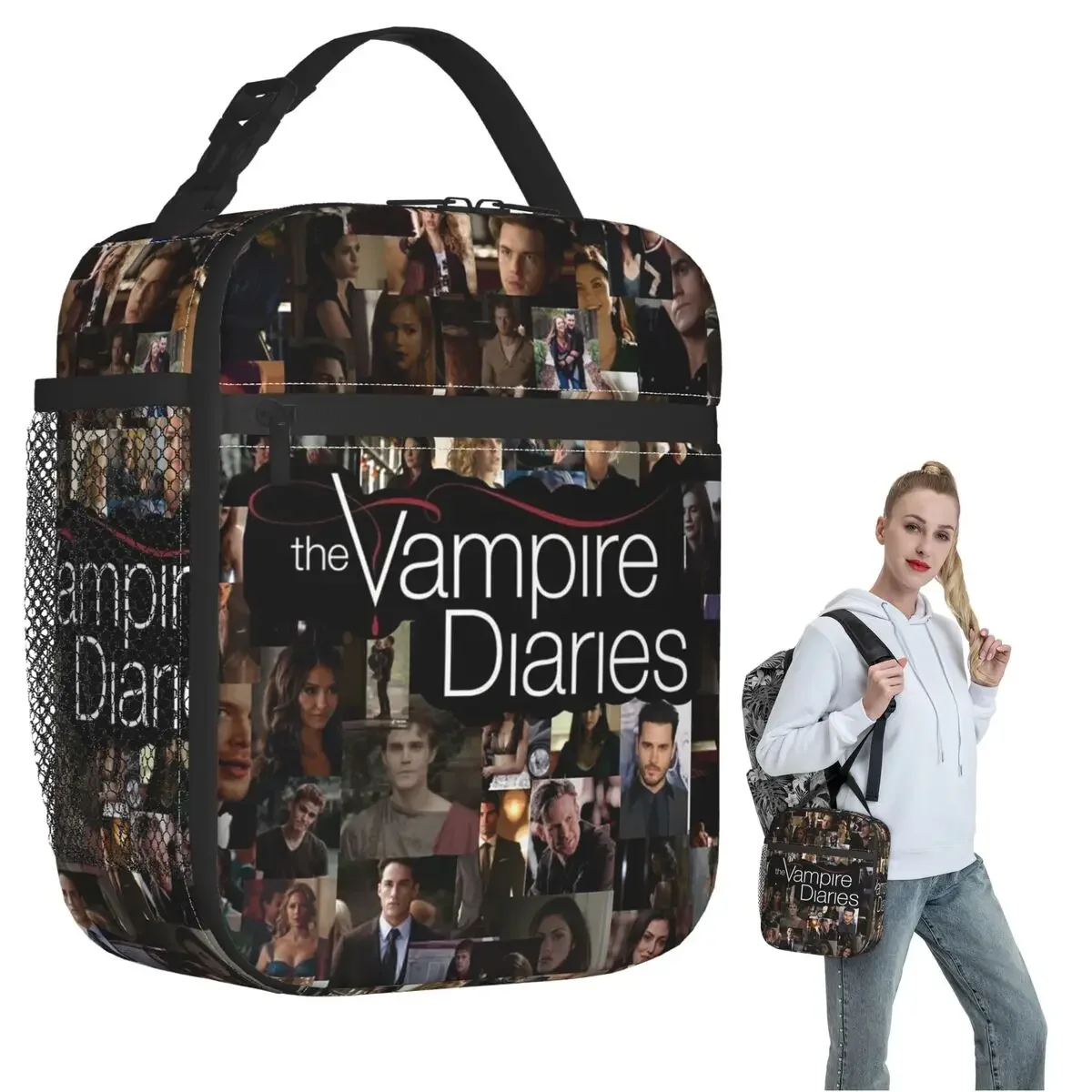 The Vampire Diaries Damon Salvatore Insulated Lunch Bag for Women Kids Portable Food Boxes Thermal Lunch Box Tote