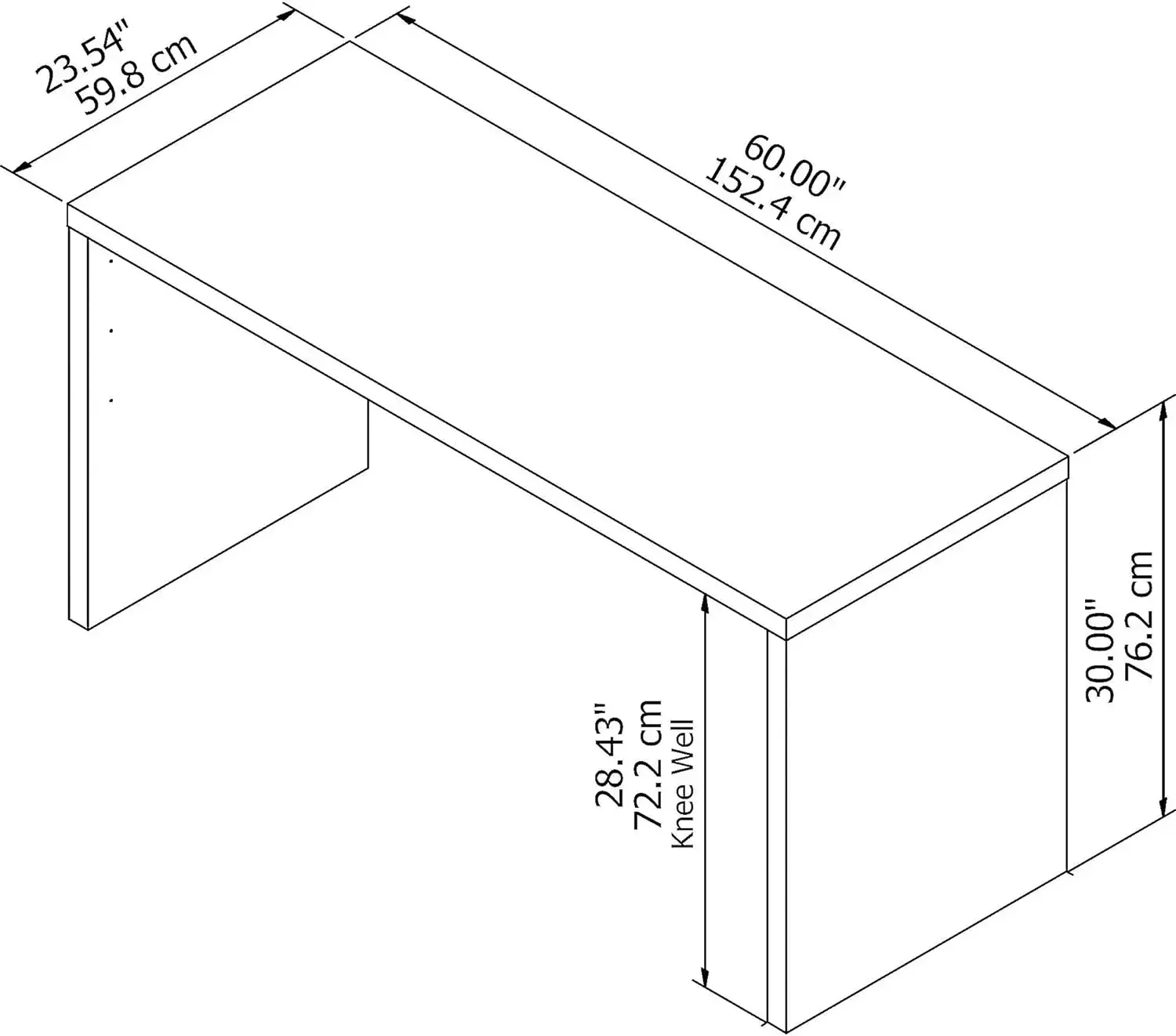 Echo Collection Computer Desk for Home Office with Quick-to-Assemble Hardware, 60W, Pure White