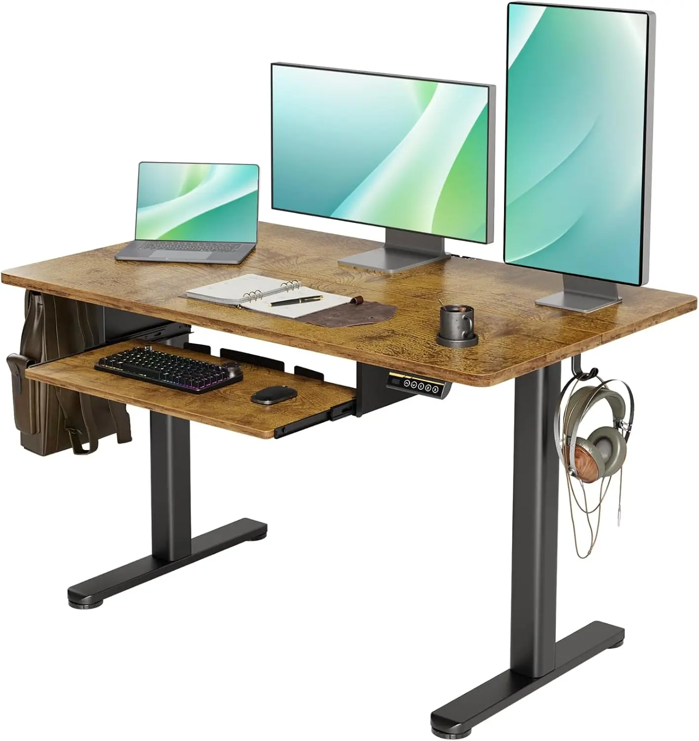 

Standing Desk with Keyboard Tray, 48 Inch Height Adjustable Desk, Brown Stand Up Desks for Home and Office, 48inch Rustic Brown