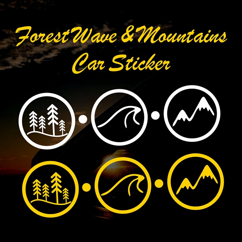 Forest Wave & Mountains Circle Car Sticker Decal Camper Rv Van Caravan Motorhome Vanlife Vinyl Decor