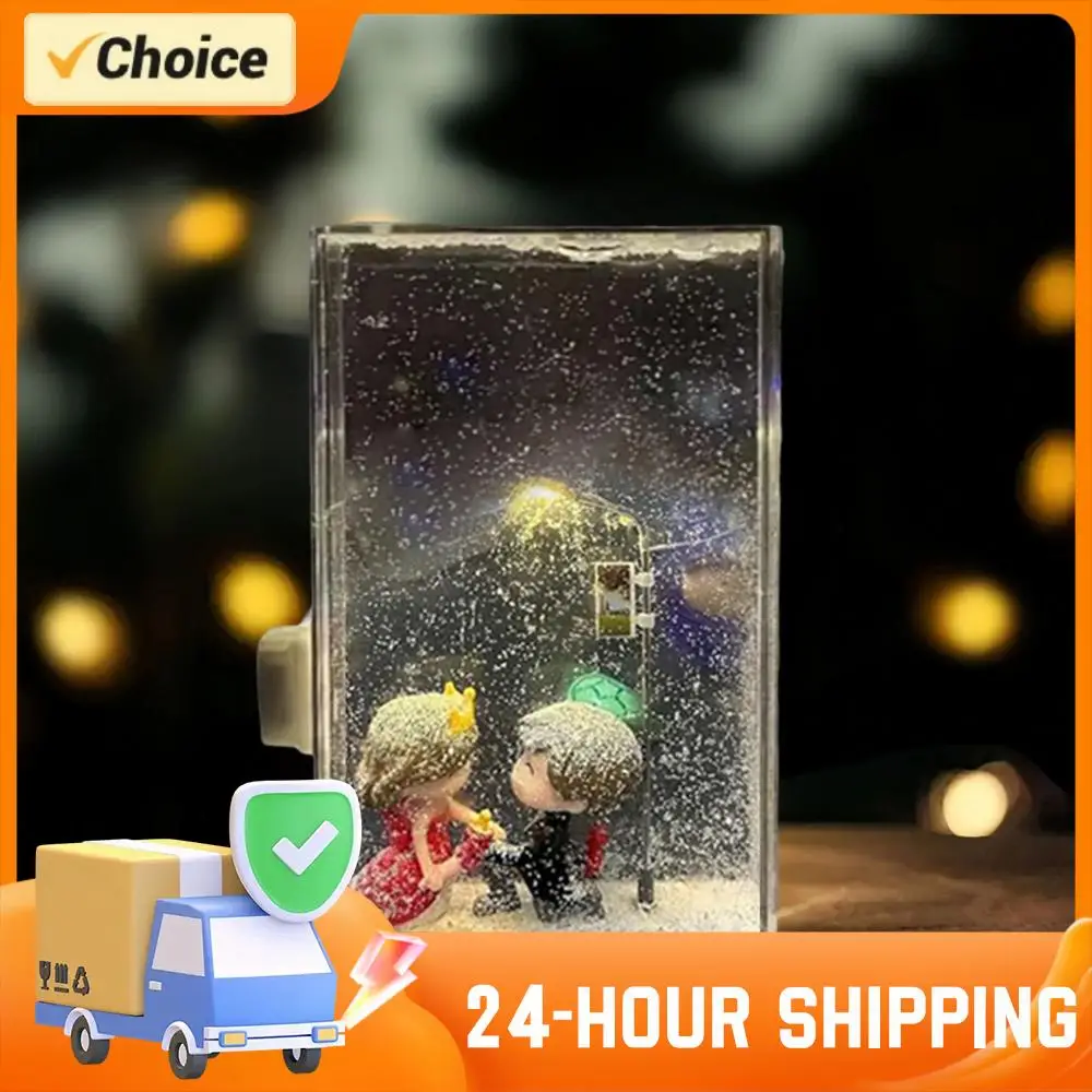 Scena di neve fai-da-te Luce notturna stradale Lampada nevicata Confezione di materiali per luce notturna con fiocco di neve fatto a mano Regalo creativo di Natale Capodanno