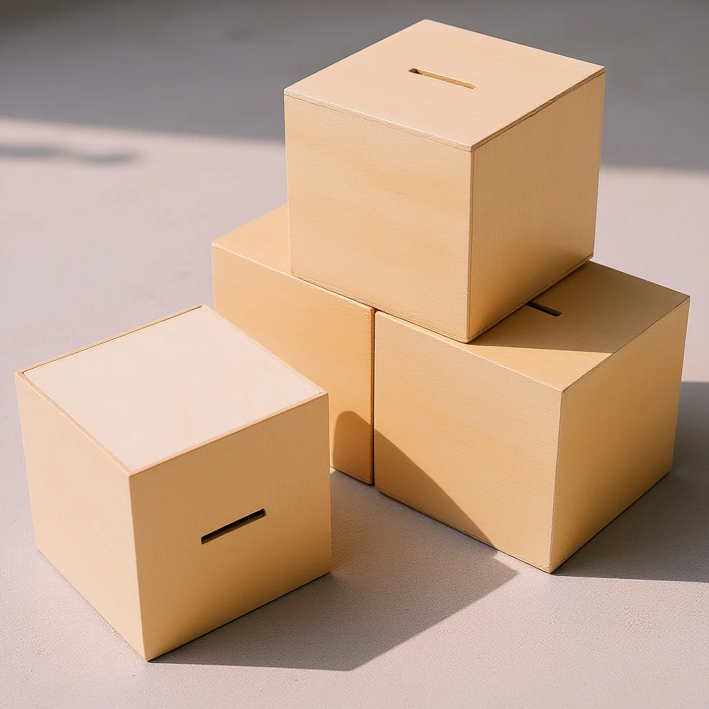 4pcs Wooden Piggy Bank Unfinished Kids Money Boxes For Children Coin Storage Craft Decor Saving Bank Change Container Wood Box