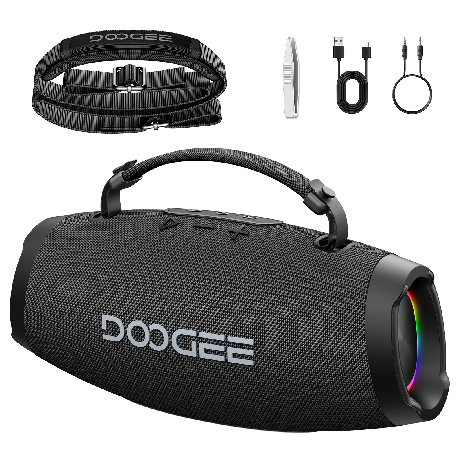 DOOGEE Wild Boom Bluetooth-luidspreker 100W RMS Massive Bass Party Boombox Stereo Clarity IP55 waterdichte luidspreker met kleurrijke lichte draagbare klankkast