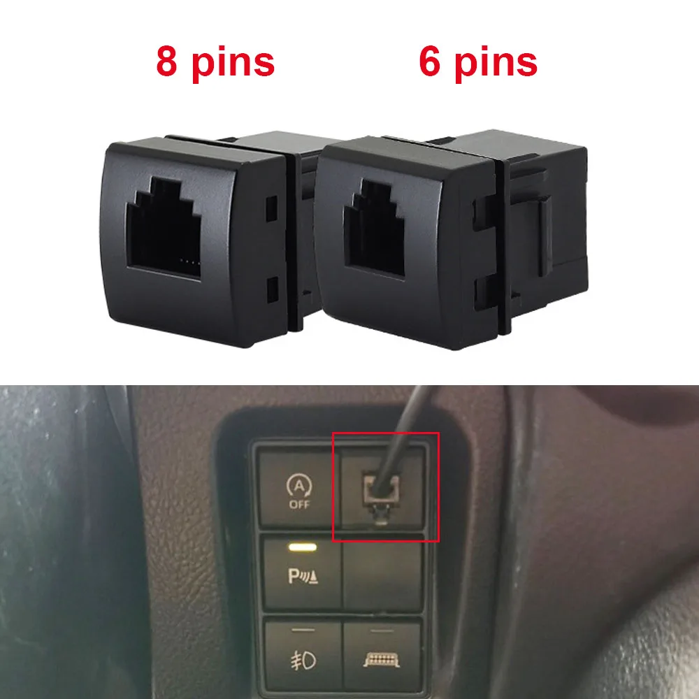 

Car Radio Microphone Adapter 6/8 Pins Hand Microphone Connector Socket For Toyota Prado 2018-2019 RAV4 2020 Car Accessories