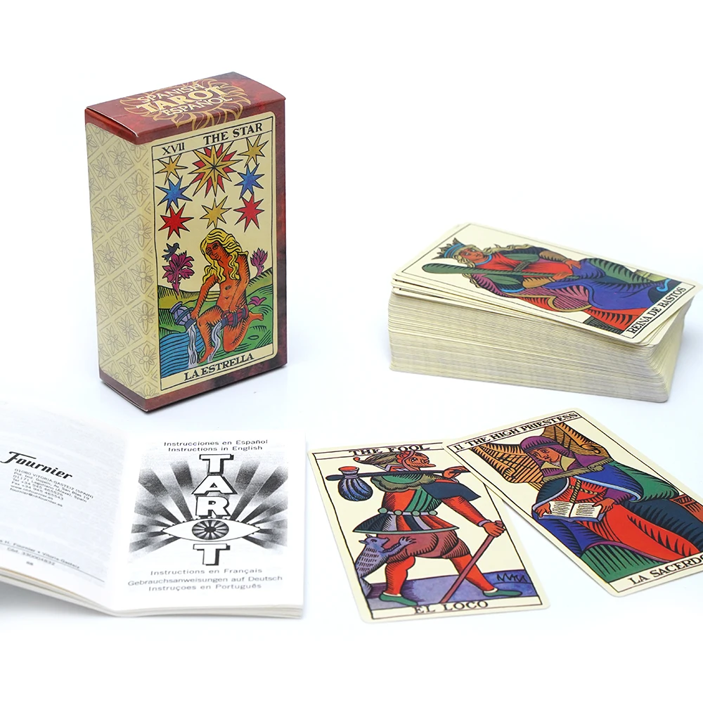 Fournier Español Baraja Tarot clásica de 78 Cartas, Color marrón, único 22 arcanos mayores Baraja Tarot de colecció y 56 menores Viene con instrucciones simplificadas