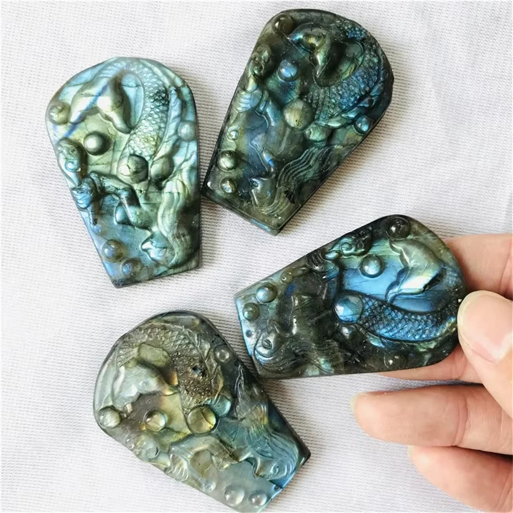 

Natural hand carved crystals labradorite mermaid crystal sea-maid crystals healing stones for pendant