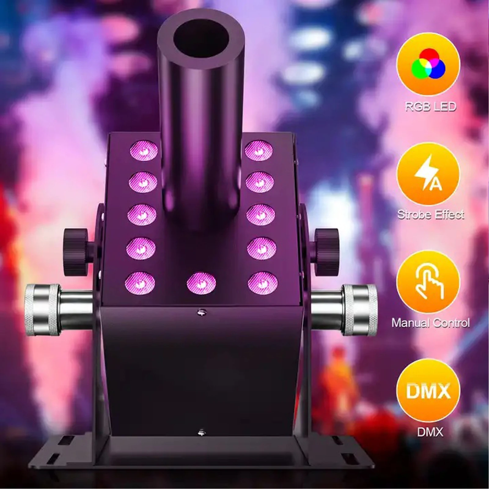 LED CO2 Fog Machine DMX512 Control Stage Smoke Machine Multi-angle Gas Column Fog Machine 6m Hose for DJ Disco Bar Party Show