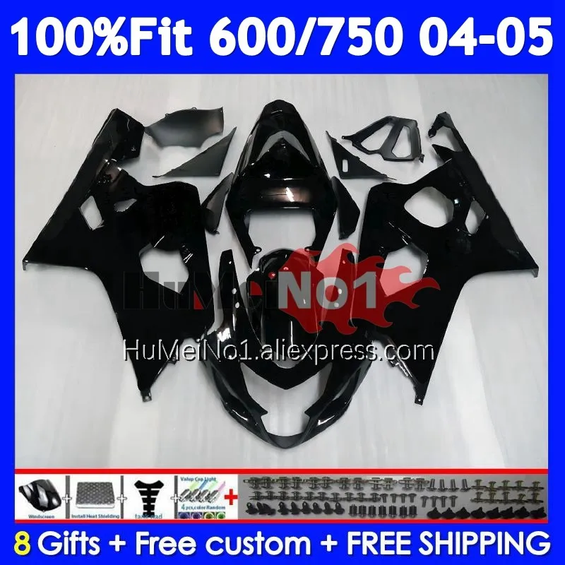 OEM Body For SUZUKI GSXR 750 600 CC K4 GSX-R600 103No.4 Glossy black GSXR-750 GSXR600 GSXR750 04 05 2004 2005 Injection Fairing