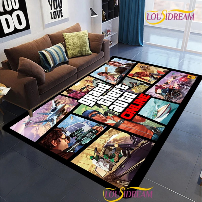 Racing Car G-GRAND T-THEF A-AUTO Game NonSlip Rug for Living Room,Bedroom,Playroom,Kitchen Prayer Floor Mat Home Decor Rug Gift