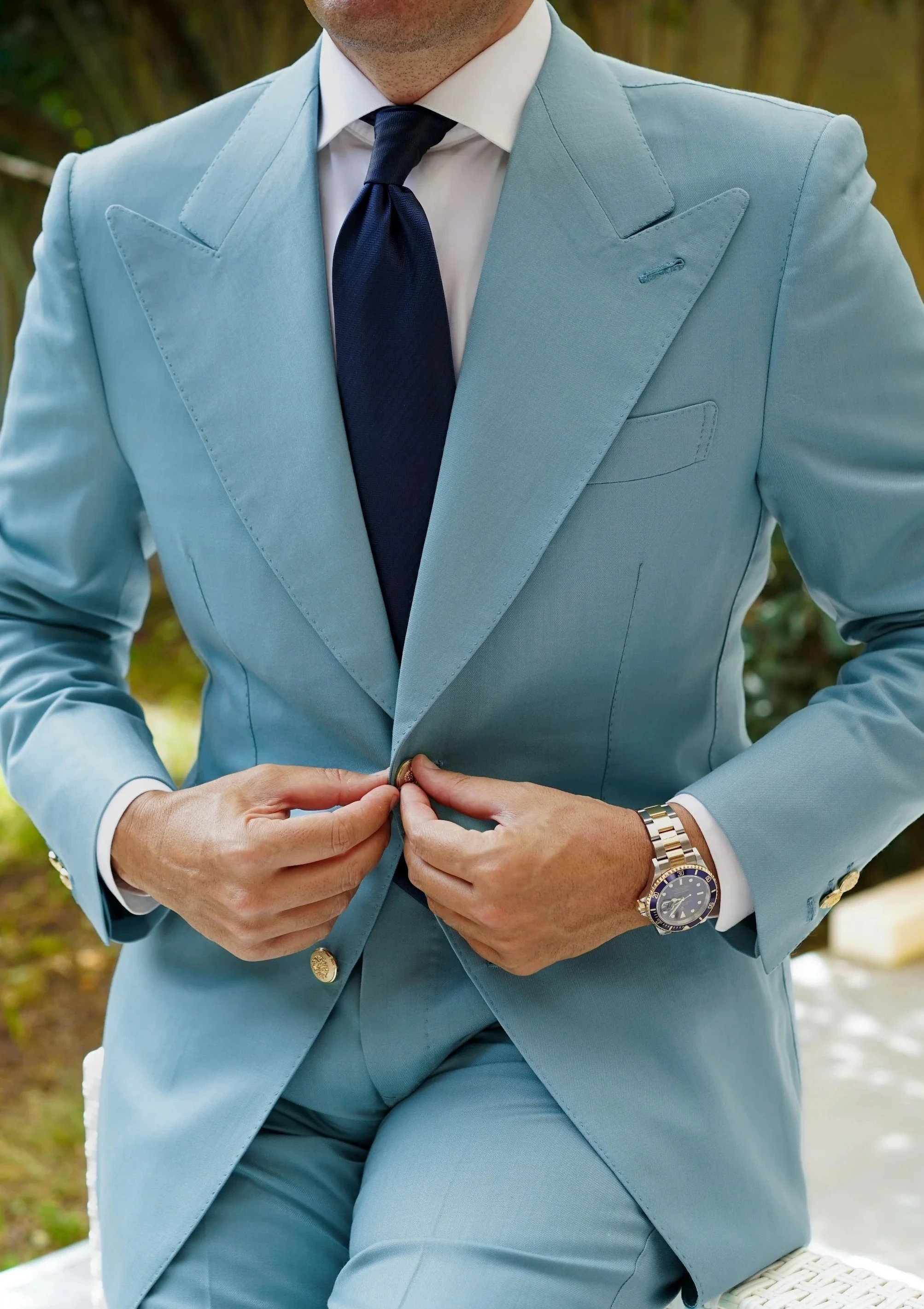 Customized Simple Men Suit Peaked Lapel Single Breasted Business Wear 2 Piece Jacket Pants Set