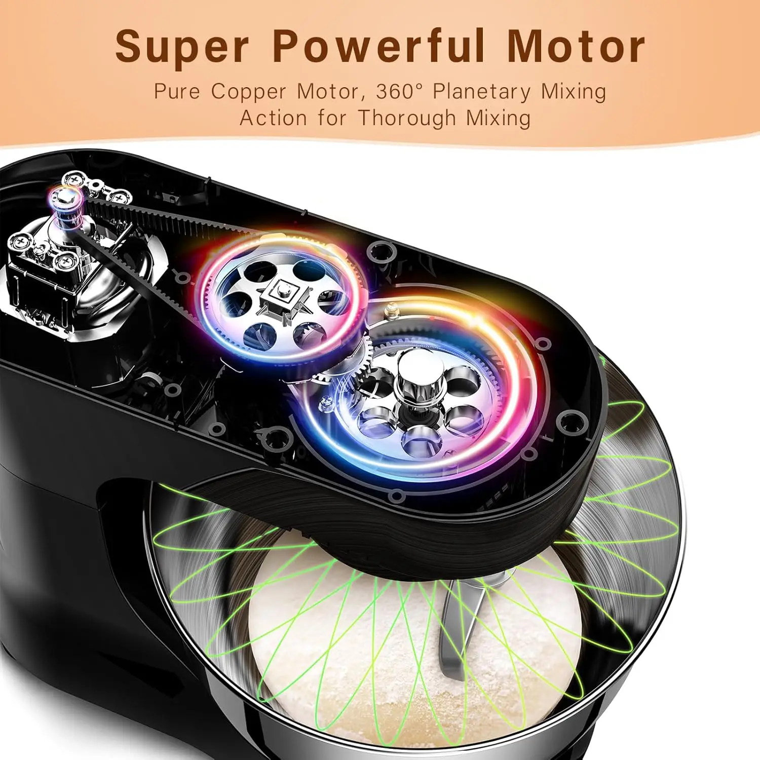 خلاط كهربائي للمطبخ ، 4.5 qt ، خلاط طعام بمحرك W ، خلاط عجين 8 + سرعة P مع خطاف عجين وسوط