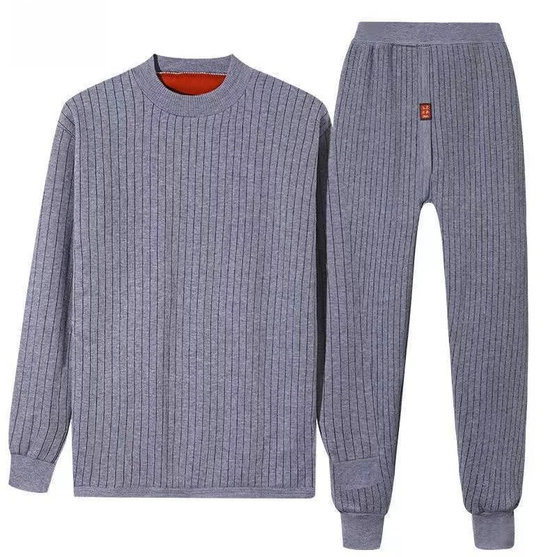 

Men's Winter Fce Lined Thi Warm Cotton Suit Set for Middle-Aged And ly Large Size Cold Resistance Seven-Quarter Sve