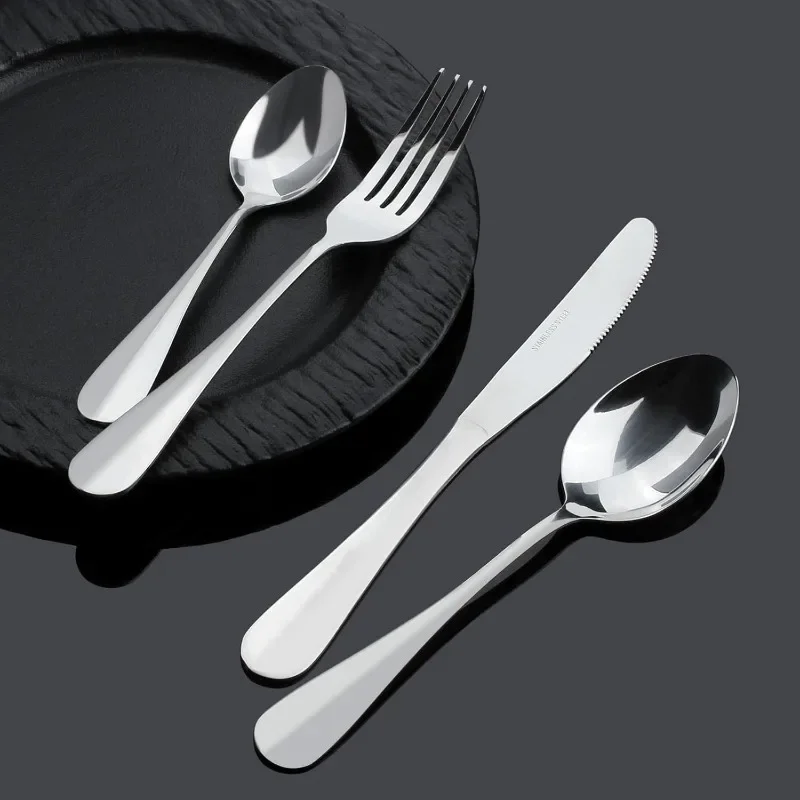 

Commercial Grade Stainless Steel Tableware Set, Restaurant and Coffee Shop Tableware, 18/8 Food Grade Rust Proof Safety Utensils