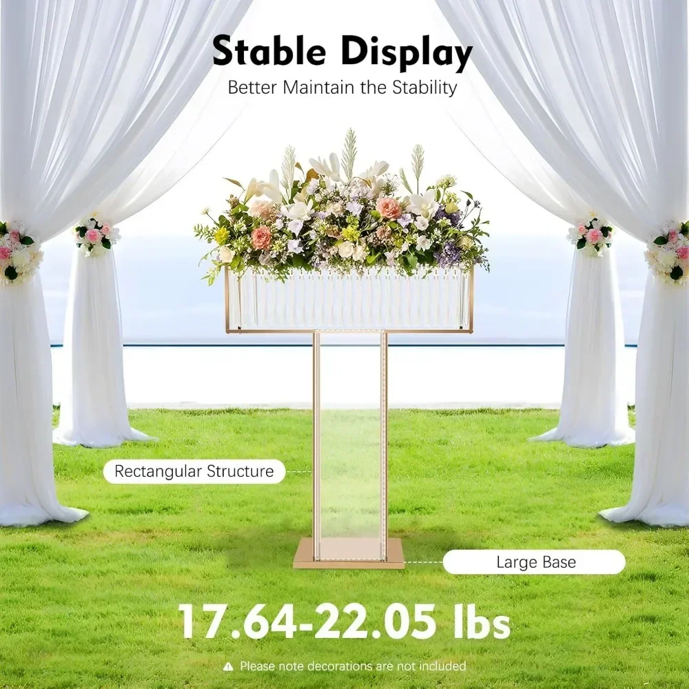 

Wedding Crystal Vases 27.56×35.43inch Gold Stands with Stable Base and Pre-Drilled Holes for Wedding Banquet Hall Window Hotel