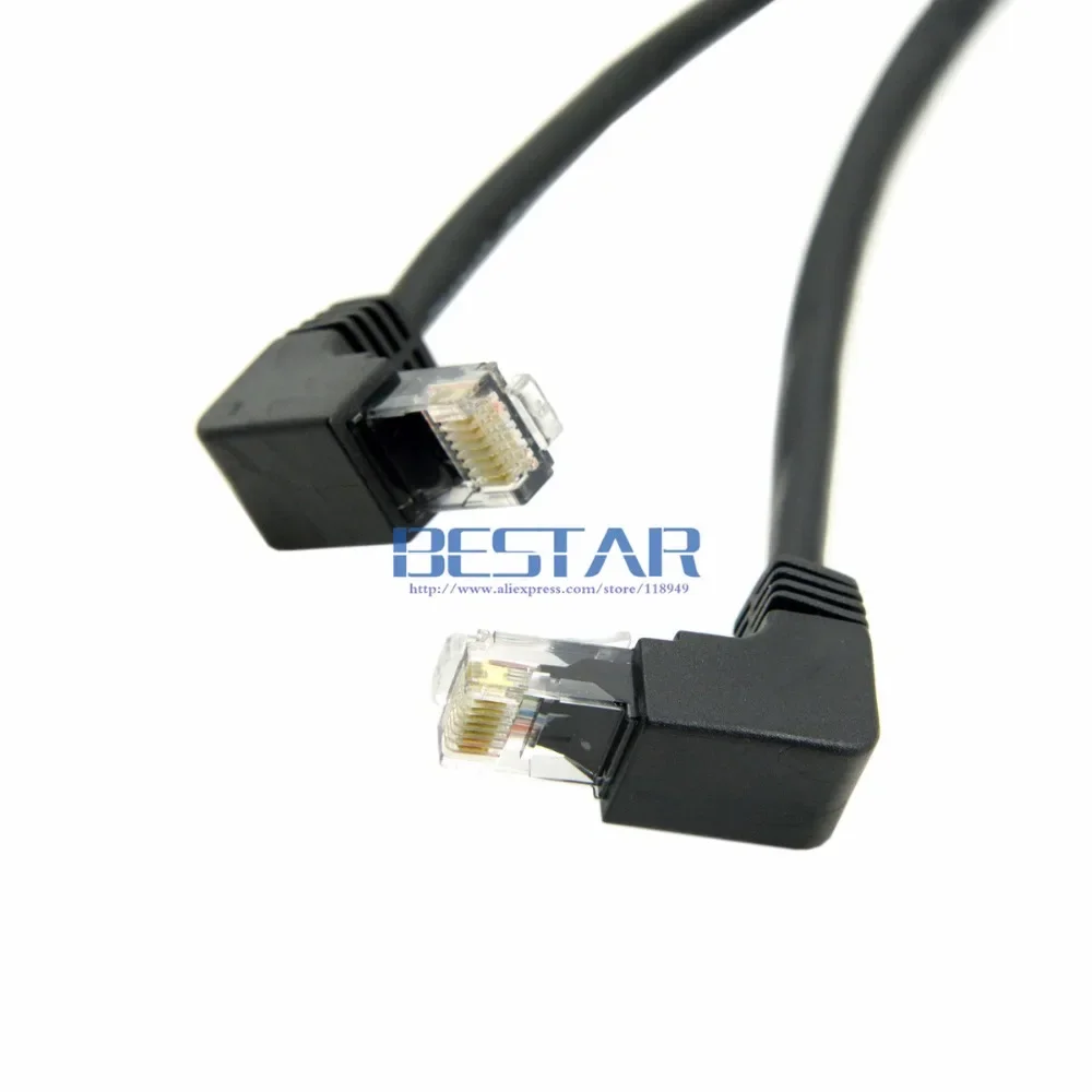 Cavo patch di rete Lan Ethernet ad angolo verso il basso da 90 gradi 8P8C FTP STP UTP Cat 5e da maschio a maschio 2 m 6 piedi