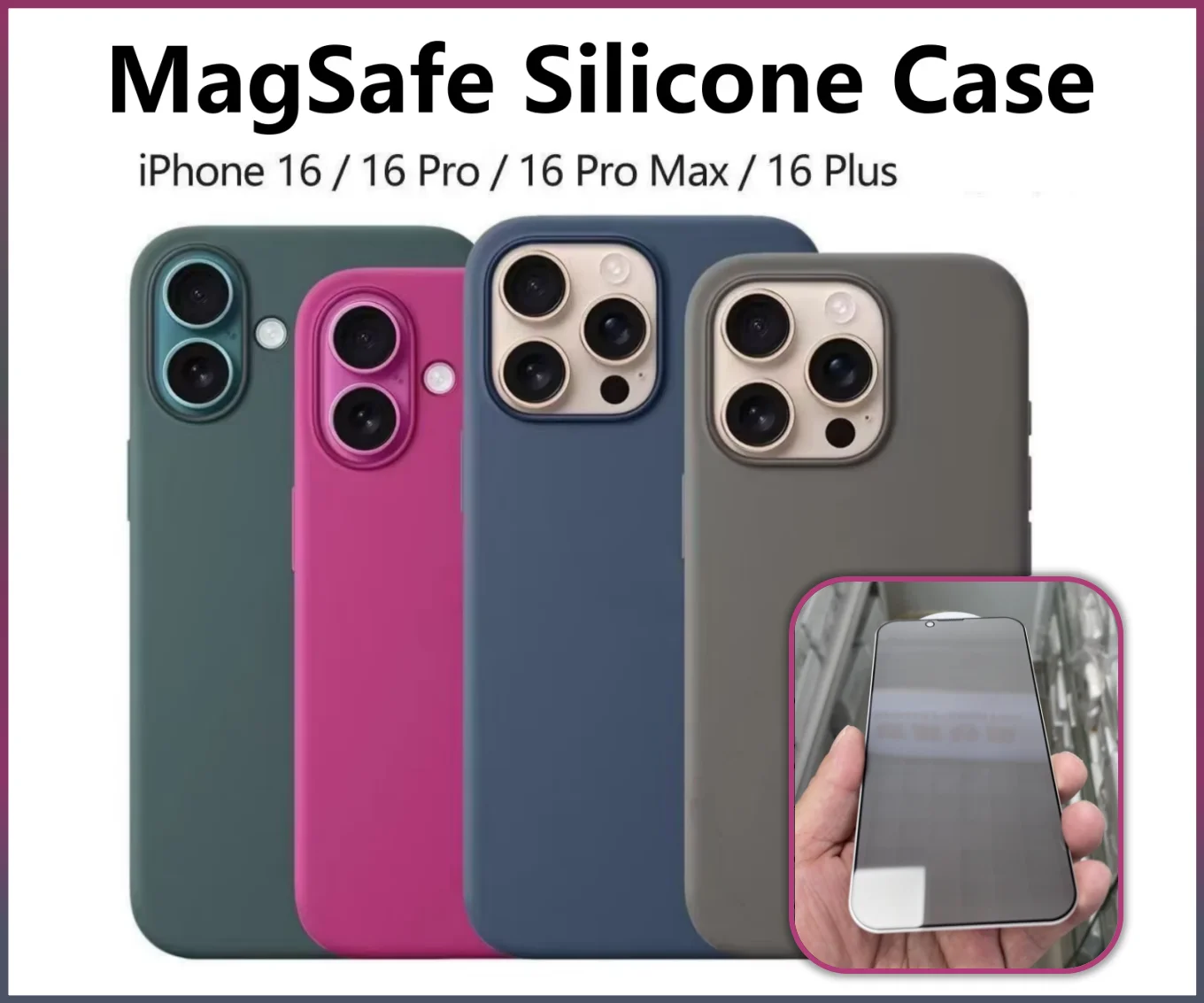 

For Apple Case and glass Magsafe Liquid Silicone Camera Control For iPhone 16 pro/max Wireless Charging Full Protect Cover